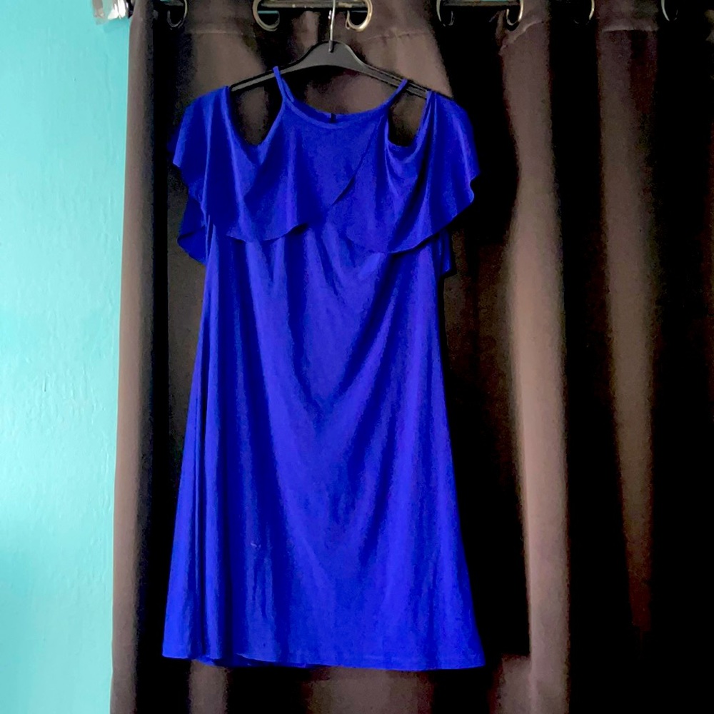 Ladies blue dress.